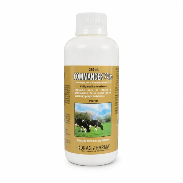Drag Pharma Commander 20/20 Permetrina Pour-On Bovinos Frasco 250 mL