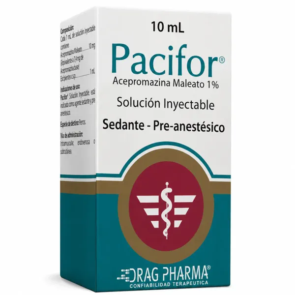 Drag Pharma Pacifor Acepromazina 1% Inyectable Perros Frasco 10 mL